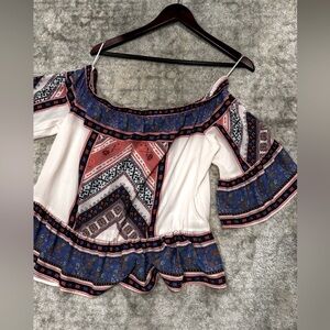 Jealous Tomato Bohemian Off Shoulder Blouse. Size Large